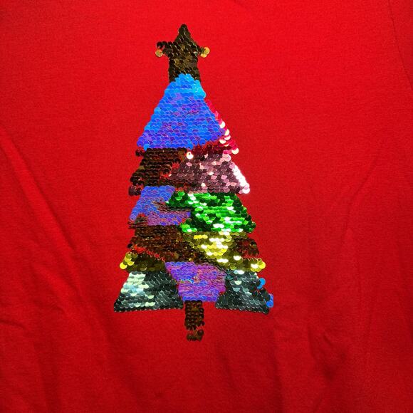 Girls’ Cat & Jack Red Long Sleeve Sequin Christmas Tree T-shirt. Size XL (14). - Picture 2 of 4